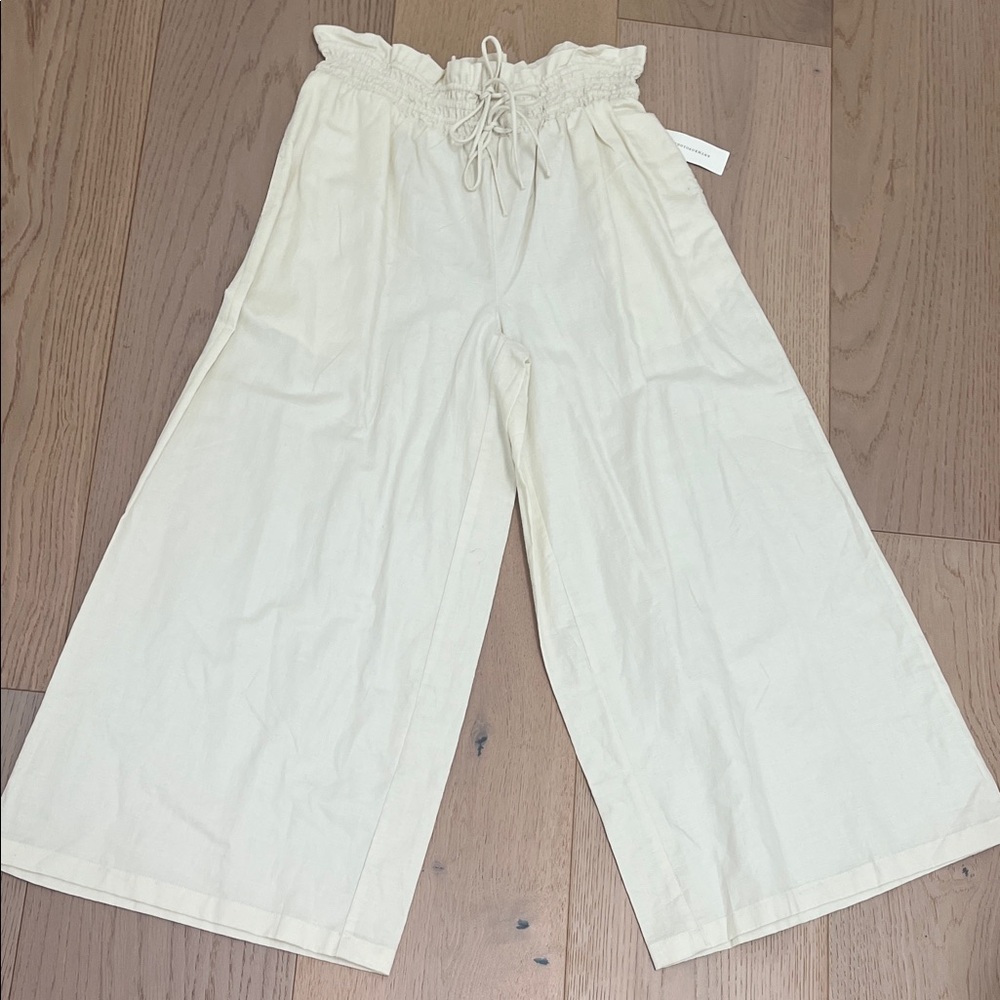 Anthropologie Cream Wide Leg Pants